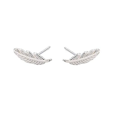 SLUYNZ Genuine 925 Sterling Silver Tiny Feather Studs Earrings for Women Teen Girls Sterling Silver Tiny Studs Earrings Color 1