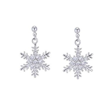 SLUYNZ Solid 925 Sterling Silver Sparkling CZ Snowflake Studs Earrings for Women Teen Girls Snowflake Earrings Studs ASterling Silver
