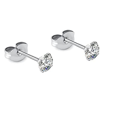 BelezaDosas 1 Pair Implant Grade Titanium Stud Earrings Set Hypoallergenic 3mm 4mm 5mm 6mm Cubic Zirconia G23 Titanium Earring Studs for Women Men for Sensitive Ear 4mm clear