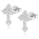CUTEFEEL 18K White Gold Plated Sterling Silver Cross Stud Earrings for Women Men CZ Cross Stud Hypoallergenic Jewelry Gift