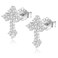 CUTEFEEL 18K White Gold Plated Sterling Silver Cross Stud Earrings for Women Men CZ Cross Stud Hypoallergenic Jewelry Gift