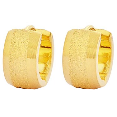 Edforce Stainless Steel Brushed Center Polished Edge Small Huggie Hoop Earrings Gold