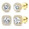 FASACCO 14K Flat Back Round Square Stud Earrings for Men Women Large Big Cubic Zirconia Stud Earrings Mens Earrings Flatback Earrings