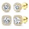 FASACCO 14K Flat Back Round Square Stud Earrings for Men Women Large Big Cubic Zirconia Stud Earrings Mens Earrings Flatback Earrings