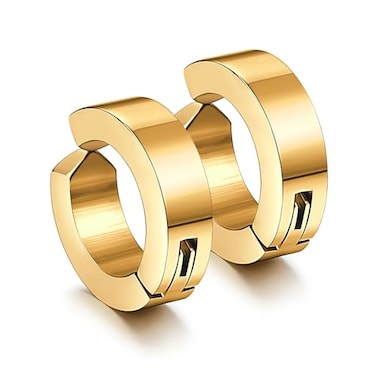 Jstyle Stainless Steel Mens Womens Clip On Earrings Hoop Huggie NonPiercing Hypoallergenic Yellow