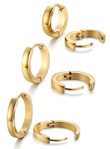 Jstyle Stainless Steel Mens Womens Hoop Earrings Huggie Ear Piercings Hypoallergenic Gold
