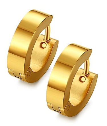 Jstyle Stainless Steel Unique Small Hoop Earrings for Men Huggie Earrings 1 Pairs Gold