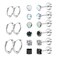 LOFITOR Titanium Earrings for Men Women 20G Titanium Steel Flat Back Earrings Stud and Hoop Earring for Sensitive Ears Moonstone Hypoallergenic Cartilage Flatback Stud Earring Silver Plated