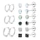 LOFITOR Titanium Earrings for Men Women 20G Titanium Steel Flat Back Earrings Stud and Hoop Earring for Sensitive Ears Moonstone Hypoallergenic Cartilage Flatback Stud Earring Silver Plated