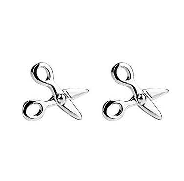 LARVOVUE Silver Scissors Studs Earrings Gifts for Men Women Silver Scissors Jewelry