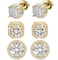 Orglace Stud Earrings for Men18K White Gold Plated Round Square Cubic Zirconia Hypoallergenic Studs Earrings Set for Women 3 PairsABC Gold