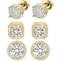 Orglace Stud Earrings for Men18K White Gold Plated Round Square Cubic Zirconia Hypoallergenic Studs Earrings Set for Women 3 PairsABC Gold