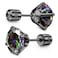 Subiceto Hypoallergenic G23 Implant Grade Titanium Screw Back Earrings 20G Pure Titanium Post for Sensitive Ears Cubic Zirconia Mens Earrings Studs for Women Men Rainbow Black 7mm