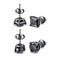 Bala Tarsus Black Cubic Zirconia Earrings Black Stud Earrings for Men Combo 7mm