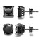 Bala Tarsus Black Cubic Zirconia Earrings Black Stud Earrings for Men Combo 7mm
