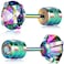 VOLUKA Titanium Earrings for Sensitive Ears 1 Pairs Screw Back Hypoallergenic Surgical Grade Titanium Cubic Zirconia Stud Earrings for Women Men Green