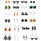 Dcfywl731 24 Pairs Halloween Earrings for Women Bat Witch Cat Earrings Set Spider Web Pumpkin Skull Dangle Earring Halloween Jewelry Accessories Costumes