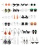 Dcfywl731 24 Pairs Halloween Earrings for Women Bat Witch Cat Earrings Set Spider Web Pumpkin Skull Dangle Earring Halloween Jewelry Accessories Costumes