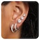 MDFUN 14K White Gold Plated Hypoallergenic Hoops Huggie Stud Earrings Set Round Cubic Zirconia Earring for Women Men Pack of 5 Pairs