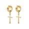 CCBFY Nonpierced Earrings Set for Men Women Cross Titanium Steel Hoop Dangle Clip On Earring Gold