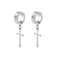 CCBFY Nonpierced Earrings Set for Men Women Cross Titanium Steel Hoop Dangle Clip On Earring Silver