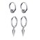 XHBTS Men Hoop Earrings With Cross Feather Cone Ball Chain Dangle Silver Stainless Steel Punk Hip Hop Rock Gothic Style Kpop Earrings For Men Women with Mini Cloth and Mini Box