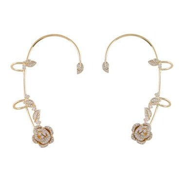 ZuDaling 2PCS Womens ClipOn Rose Flower Ear Bone Clip Ear Clip Butterfly Rose Ear Clips