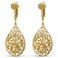 Aloha Earrings Small Victorian Filigree Teardrop Non Pierced Clip On Dangling Earrings Gold Tone