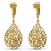 Aloha Earrings Small Victorian Filigree Teardrop Non Pierced Clip On Dangling Earrings Gold Tone