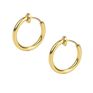 Amoina Clip On Hoop Earrings for Women Silver and GoldTone Brass Spring Hoops for NonPierced Ears