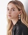ENSKEFEN ENSKENFN Pearl ClipOn Earrings for Women Sparkly Crystal Geometric Circles Long Earrings Nonpierced Dangle Drop Earring