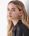 ENSKEFEN ENSKENFN Pearl ClipOn Earrings for Women Sparkly Crystal Geometric Circles Long Earrings Nonpierced Dangle Drop Earring