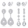 Jstyle 4 Pairs Silver Clip on Earrings for Women Elegant Rhinestone Clip on Earrings Dangle Drop for Brides Bridesmaids Non Pierced Earrings SetClip Stud and Dangle Earrings Style