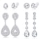 Jstyle 4 Pairs Silver Clip on Earrings for Women Elegant Rhinestone Clip on Earrings Dangle Drop for Brides Bridesmaids Non Pierced Earrings SetClip Stud and Dangle Earrings Style