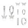 Poxtex Silver Butterfly Earrings for Women Huggie Small Stack Cartilage Stud Hoop Earring Sets for Multiple Double Piercing Conch Helix Rook Tragus Daith Piercing Silver Clip On Jewelry Set Gifts