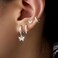 Poxtex Silver Butterfly Earrings for Women Huggie Small Stack Cartilage Stud Hoop Earring Sets for Multiple Double Piercing Conch Helix Rook Tragus Daith Piercing Silver Clip On Jewelry Set Gifts