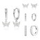 Poxtex Silver Butterfly Earrings for Women Huggie Small Stack Cartilage Stud Hoop Earring Sets for Multiple Double Piercing Conch Helix Rook Tragus Daith Piercing Silver Clip On Jewelry Set Gifts