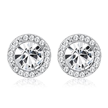 THUNARAZ Thunaraz Elegant Clip on Earrings for Women Crystal Teardrop Wedding Earrings Clip on Rhinestone Formal Chandelier Dangle Earrings for Brides Bridesmaids Silver Round