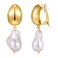 WOWORAMA Pearl Clip On Earrings Chunky Gold Baroque Clip Earrings NonPierced Statement Clip Pearl Drop Earrings