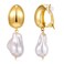 WOWORAMA Pearl Clip On Earrings Chunky Gold Baroque Clip Earrings NonPierced Statement Clip Pearl Drop Earrings