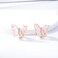 YOQUCOL Butterfly Shape Pink Crystal Clip On Earrings Non Pierced Golden Stud for Women