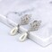 YOQUCOL Leafshape Dangle Drop Clip On Earring Zirconia Crystal Simulated Pearl NonPierced Earrings For Women