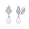 YOQUCOL Leafshape Dangle Drop Clip On Earring Zirconia Crystal Simulated Pearl NonPierced Earrings For Women