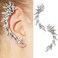ABJFJE Crystal Leaf Climbers Crawler Jewelry Jacket Earrings Sparkly Zircon Pave Metal Ear Cuff Wrap Clip Stud Earring Climber Top Ear Clip for Women