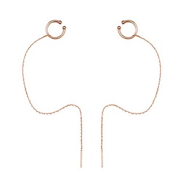 SLUYNZ 925 Sterling Silver Cuff Chain Earrings Wrap Tassel Earrings for Women Crawler Earrings rose gold