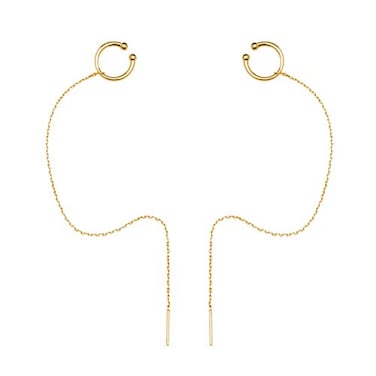 SLUYNZ 925 Sterling Silver Cuff Earrings Chain for Women Crawler Earrings Wrap Climber Earrings Cool Earringsyellow gold