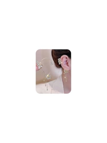 YRlilicc 2Pcs Butterfly Ear Cuffs Earrings for Women Rhinestone Non Piercing Ear Cuff Clip On Earrings Silver Butterfly Ear Wrap Climber Jewelry for Prom Party Wedding