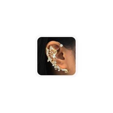 YRlilicc 2Pcs Butterfly Ear Cuffs Earrings for Women Rhinestone Non Piercing Ear Cuff Clip On Earrings Silver Butterfly Ear Wrap Climber Jewelry for Prom Party Wedding