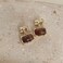 XINSHUN 1 Pair Winter Brown Geometric Plated 14K Earrings Retro Gold Texture Earrings Women