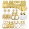 Myofeng 11 Pairs Big Disc Drop Earrings Gold Dangle Earrings Round Hammered Statement Earrings For Women Set